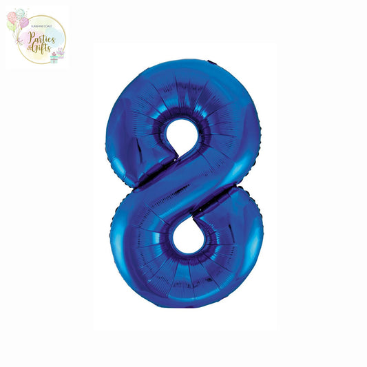 GIANT FOIL BALLOON - ROYAL BLUE NUMBER 8 - 86CM