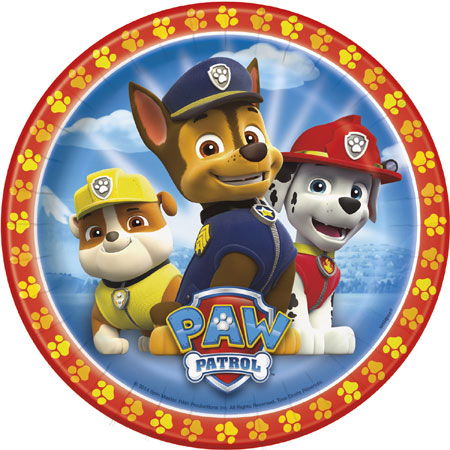 PAW PATROL ROUND PAPER PLATES 17.1CM - PACK OF 8