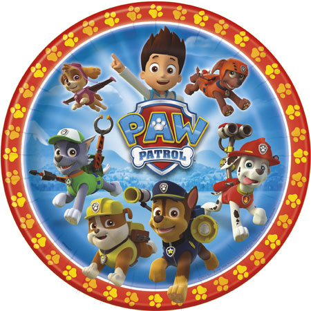 PAW PATROL ROUND PAPER PLATES 21.9CM - PACK OF 8