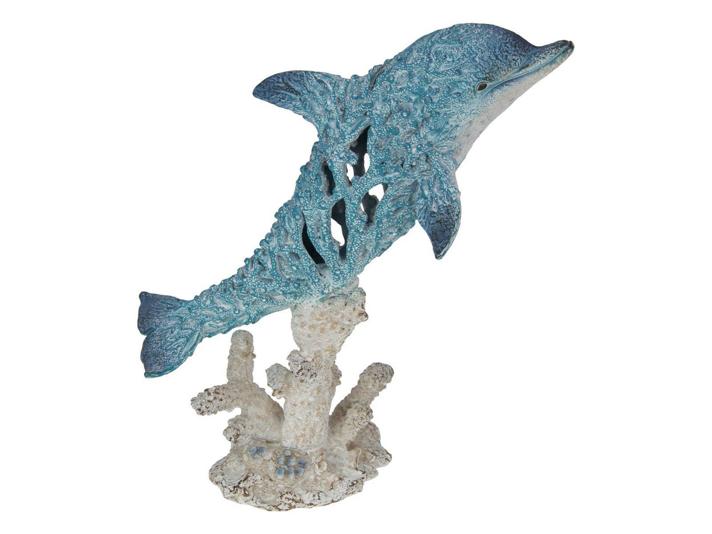 DOLPHIN WITH BLUE & WHITE CORAL DESIGN - 28CM