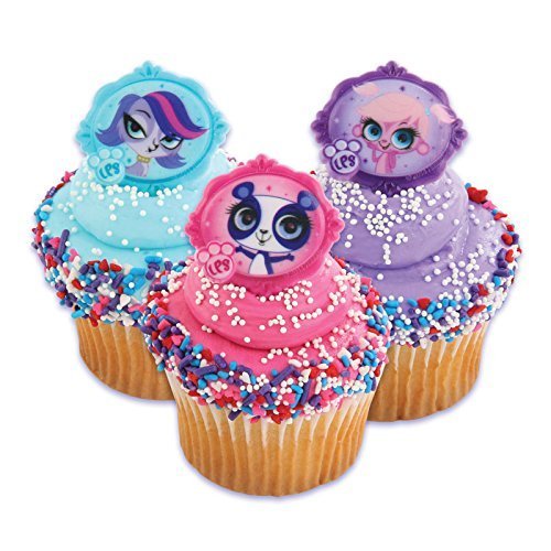 LITTLEST PET SHOP WHITE CUPCAKE RINGS - PACK OF 12