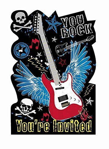 YOU ROCK GUITAR INVITATION SET - PACK OF 8