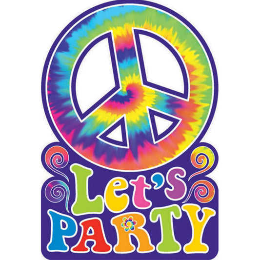 LET'S PARTY PEACE SIGN INVITATION SET - PACK OF 8