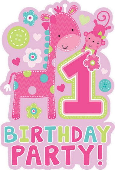 ONE WILD GIRL 1ST BIRTHDAY INVITATION SET - PACK OF 8