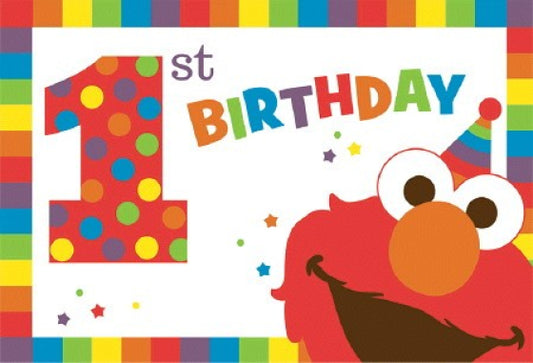 SESAME STREET ELMO 1ST BIRTHDAY INVITATION SET - PACK OF 8