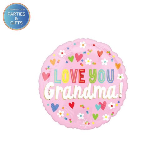 LOVE YOU GRANDMA HEARTS FOIL BALLOON - 43CM