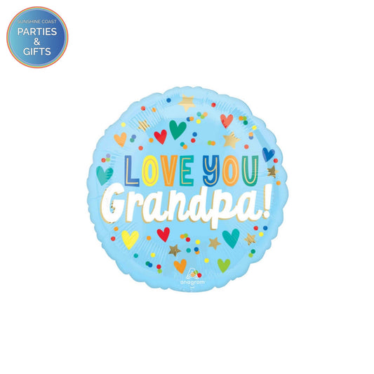 LOVE YOU GRANDPA HEARTS FOIL BALLOON - 43CM