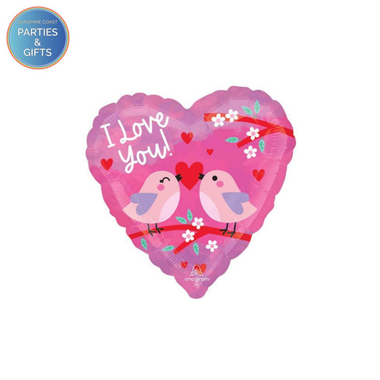I LOVE YOU BIRDS HEART FOIL BALLOON - 43CM