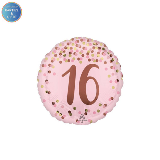 PRETTY PINK CELEBRATION 16TH BIRTHDAY FOIL BALLOON - 43CM