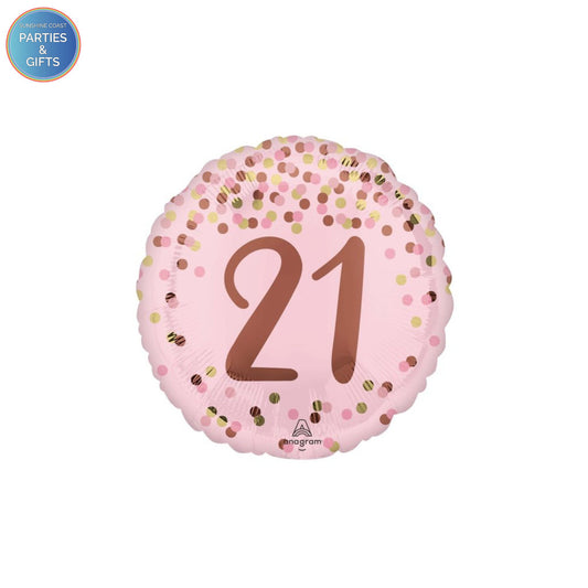 PRETTY PINK CELEBRATION 21ST BIRTHDAY FOIL BALLOON - 43CM