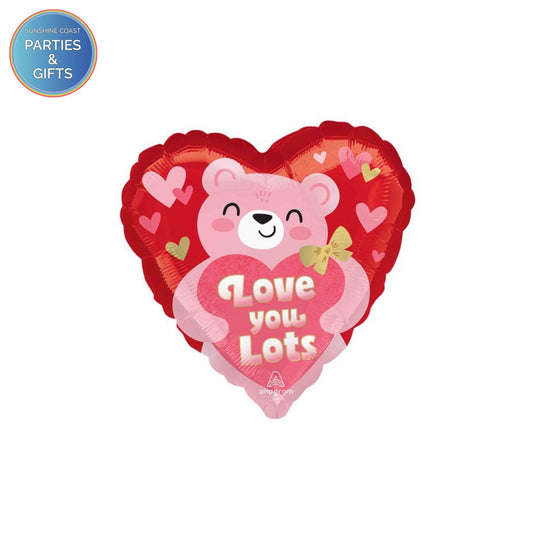 LOVE YOU LOTS BLUSH BEAR HUG FOIL BALLOON - 43CM