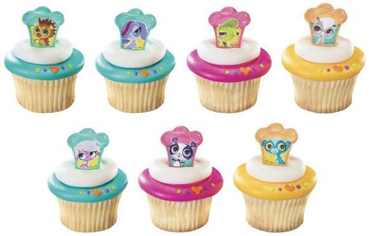 LITTLEST PET SHOP CUPCAKE RINGS - PACK OF 12