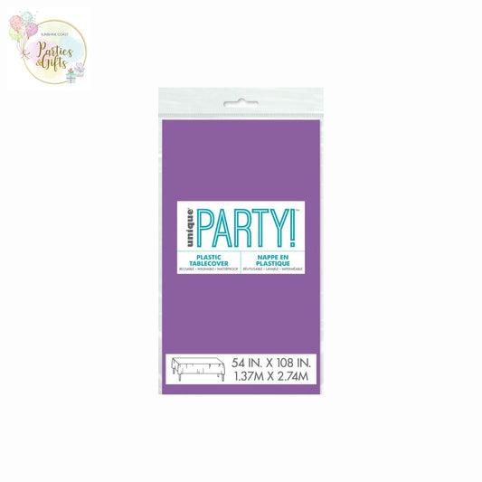 PRETTY PURPLE PLASTIC RECTANGLE TABLECOVER - 137CM X 274CM