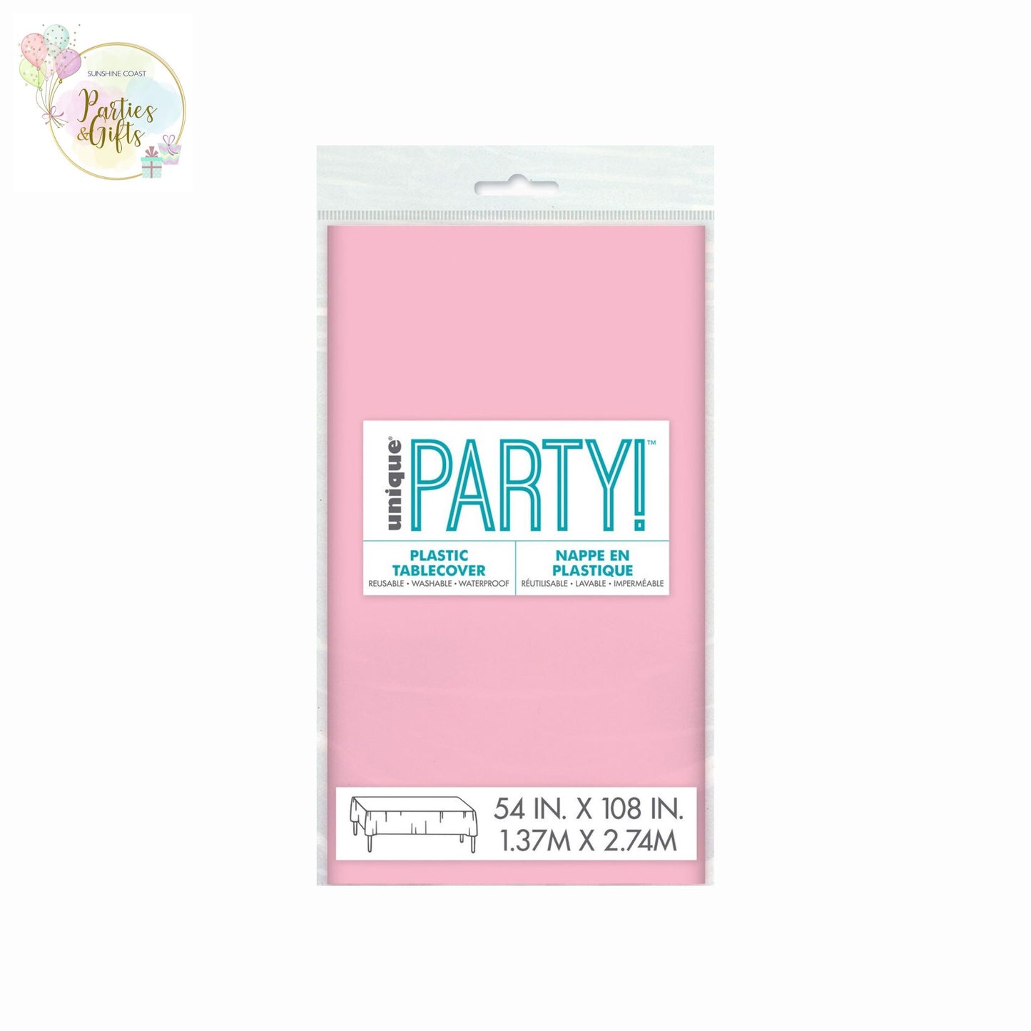 LOVELY PINK PLASTIC RECTANGLE TABLECOVER - 137CM X 274CM
