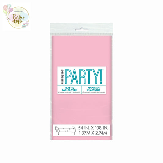 LOVELY PINK PLASTIC RECTANGLE TABLECOVER - 137CM X 274CM