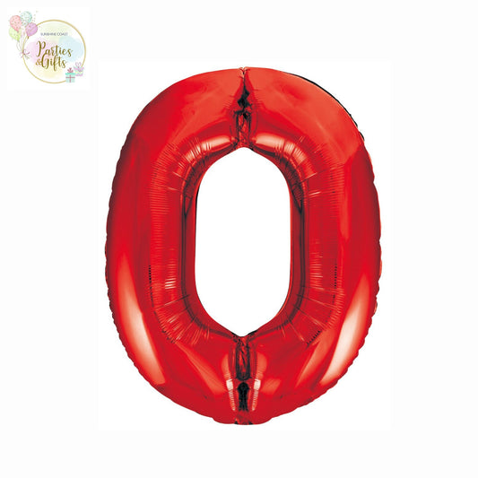 GIANT FOIL BALLOON - RED NUMBER 0 - 86CM