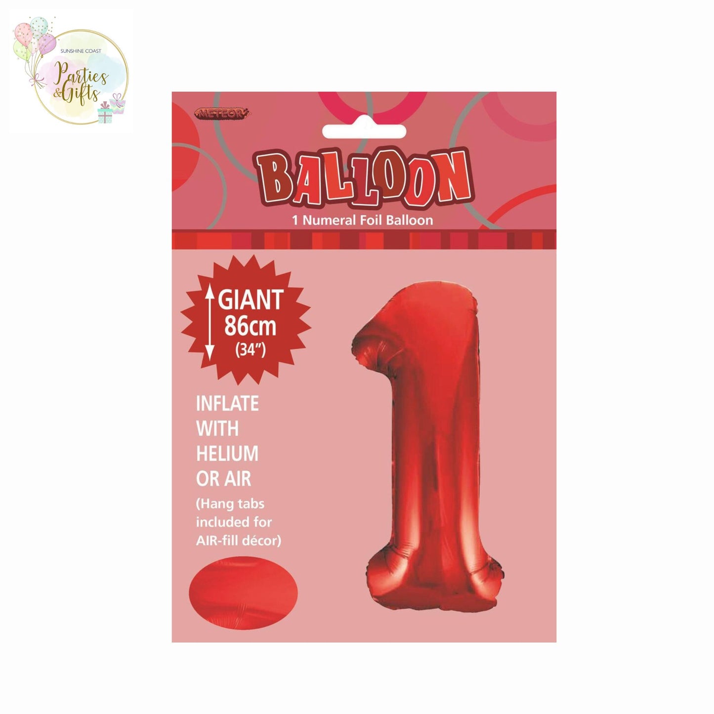GIANT FOIL BALLOON - RED NUMBER 1 - 86CM