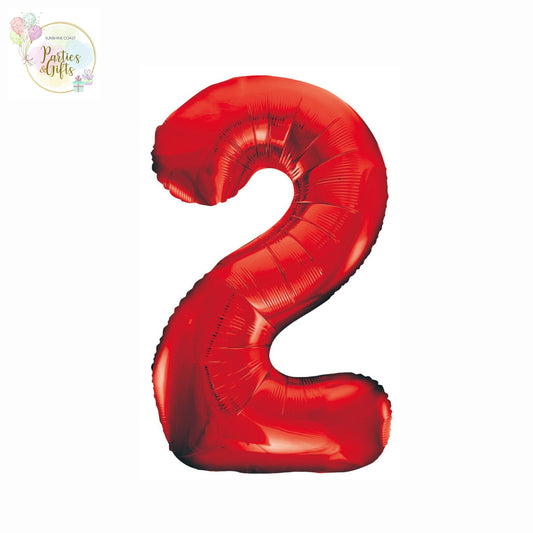 GIANT FOIL BALLOON - RED NUMBER 2 - 86CM