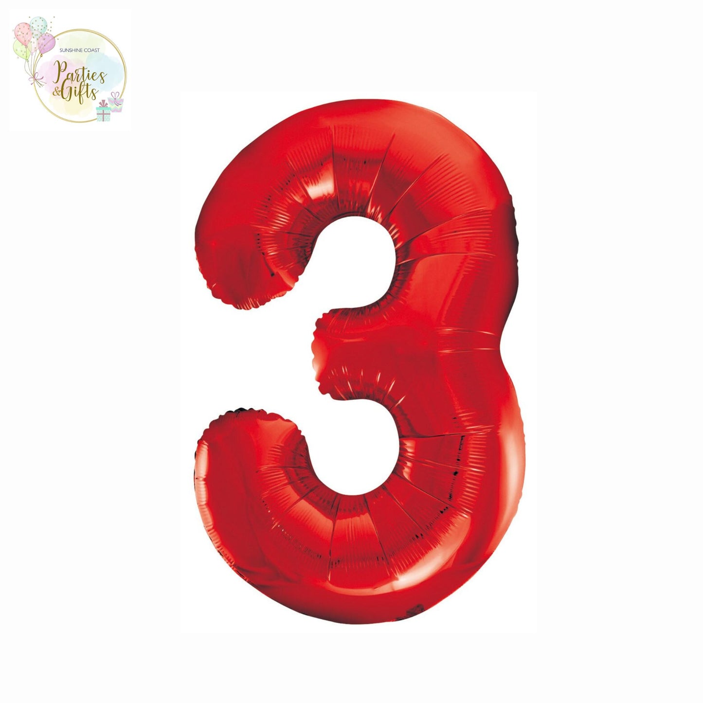 GIANT FOIL BALLOON - RED NUMBER 3 - 86CM