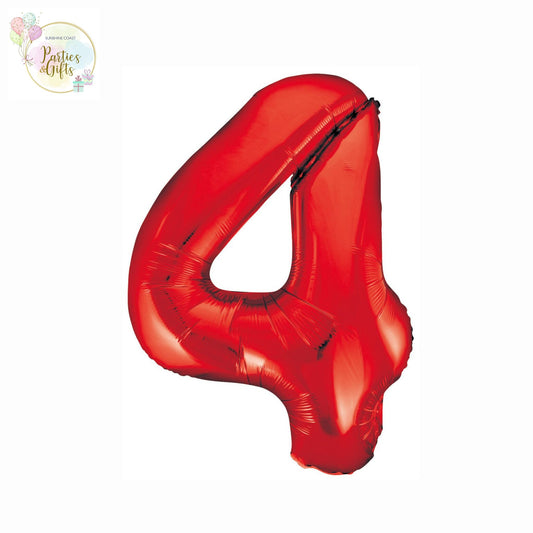 GIANT FOIL BALLOON - RED NUMBER 4 - 86CM
