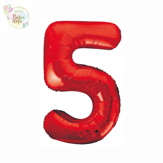 GIANT FOIL BALLOON - RED NUMBER 5 - 86CM