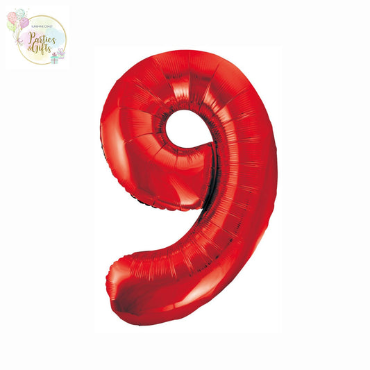 GIANT FOIL BALLOON - RED NUMBER 9 - 86CM