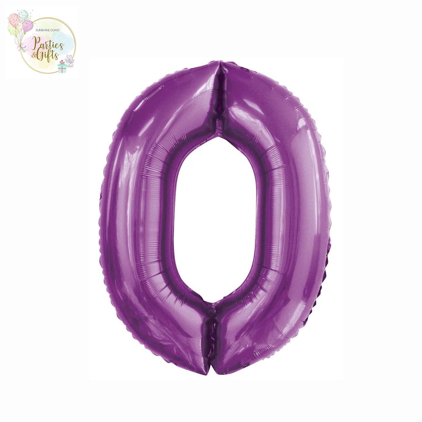 GIANT FOIL BALLOON - PURPLE NUMBER 0 - 86CM