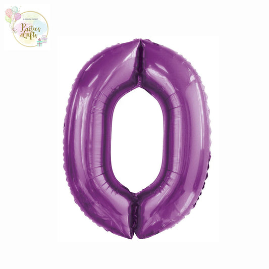 GIANT FOIL BALLOON - PURPLE NUMBER 0 - 86CM