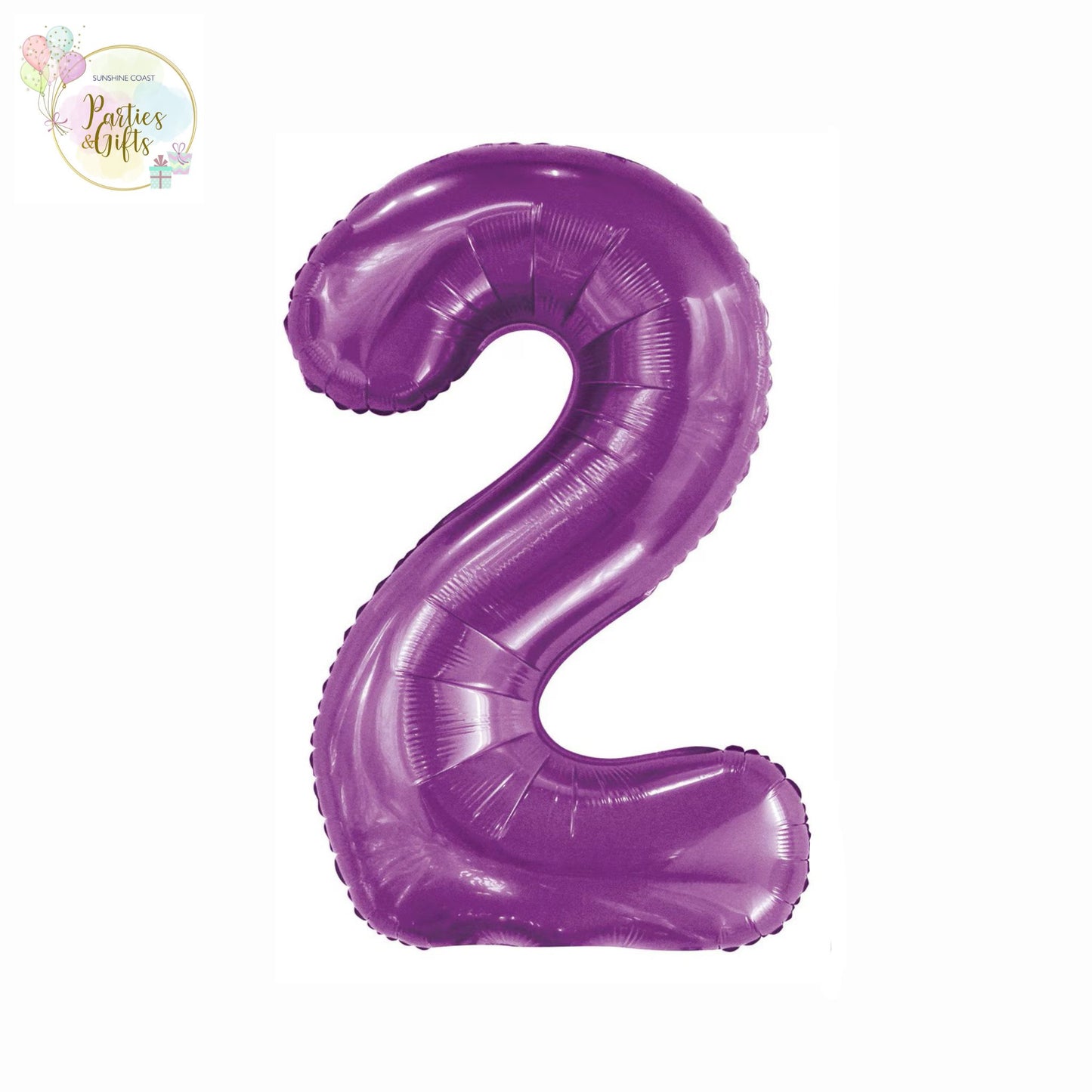 GIANT FOIL BALLOON - PURPLE NUMBER 2 - 86CM