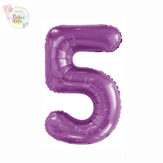 GIANT FOIL BALLOON - PURPLE NUMBER 5 - 86CM