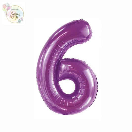 GIANT FOIL BALLOON - PURPLE NUMBER 6 - 86CM