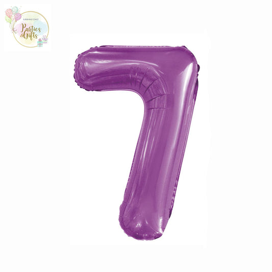 GIANT FOIL BALLOON - PURPLE NUMBER 7 - 86CM