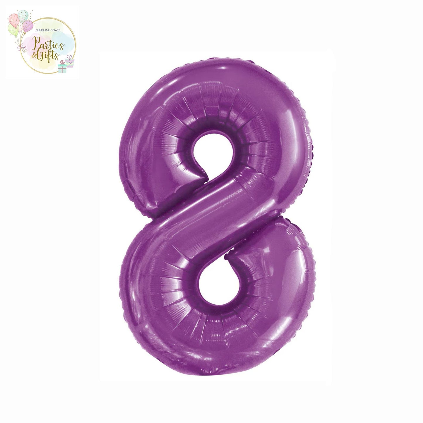 GIANT FOIL BALLOON - PURPLE NUMBER 8 - 86CM