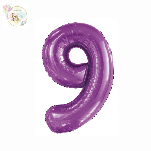 GIANT FOIL BALLOON - PURPLE NUMBER 9 - 86CM