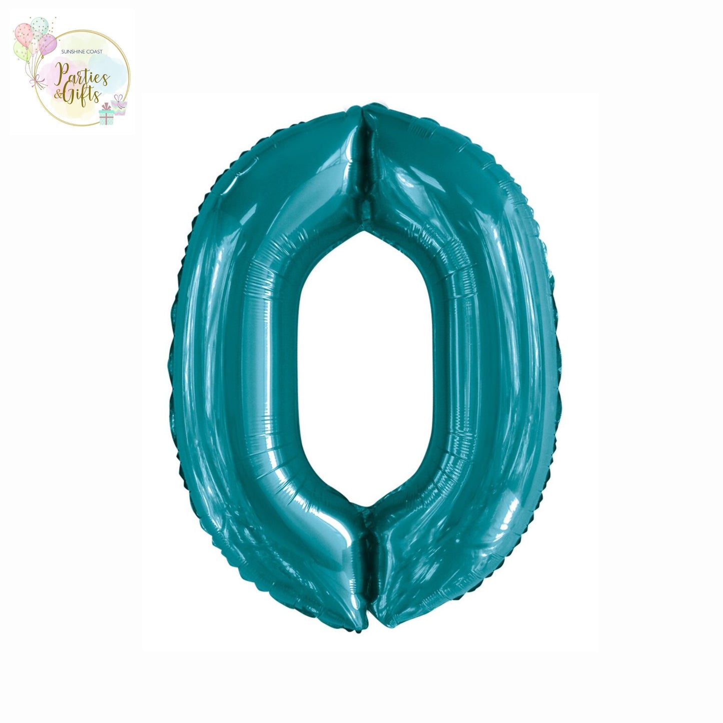 GIANT FOIL BALLOON - CARIBBEAN TEAL NUMBER 0 - 86CM