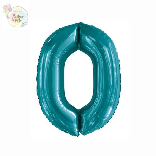 GIANT FOIL BALLOON - CARIBBEAN TEAL NUMBER 0 - 86CM