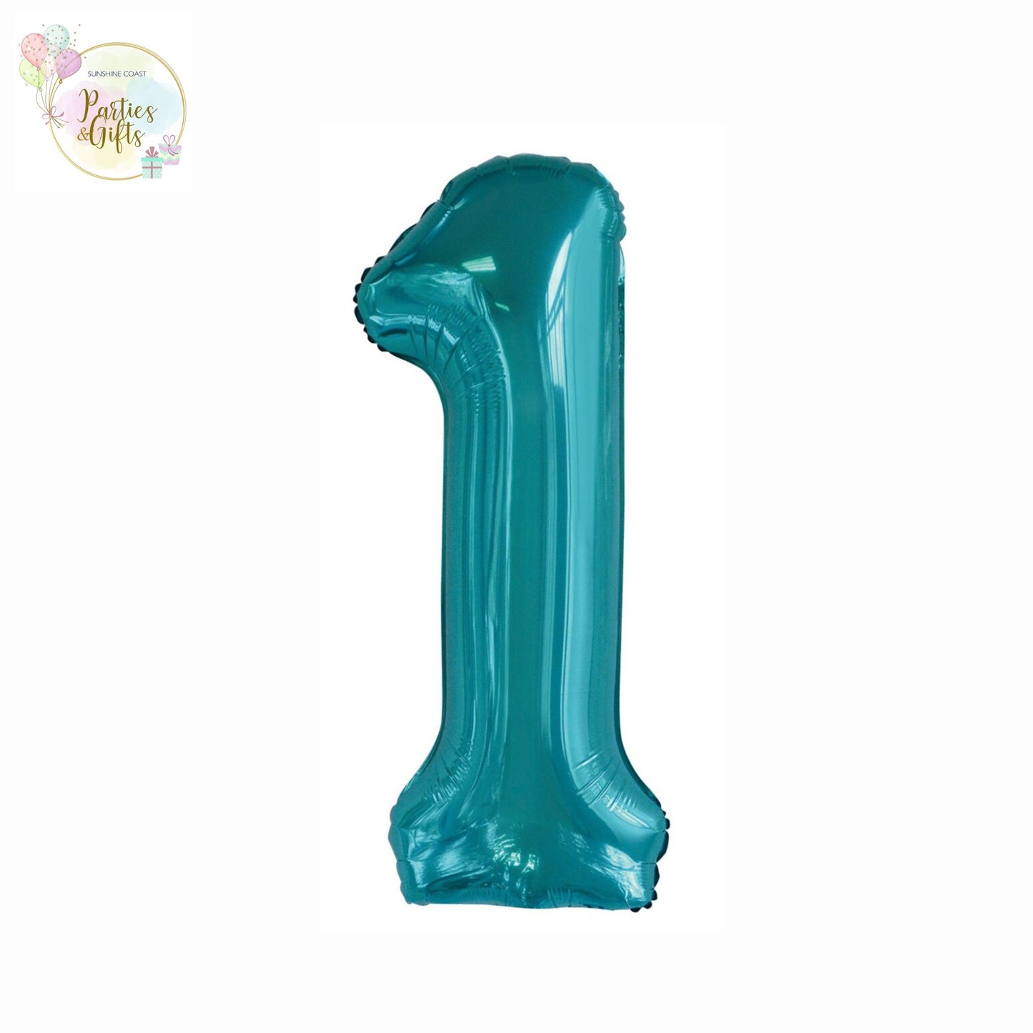 GIANT FOIL BALLOON - CARIBBEAN TEAL NUMBER 1 - 86CM