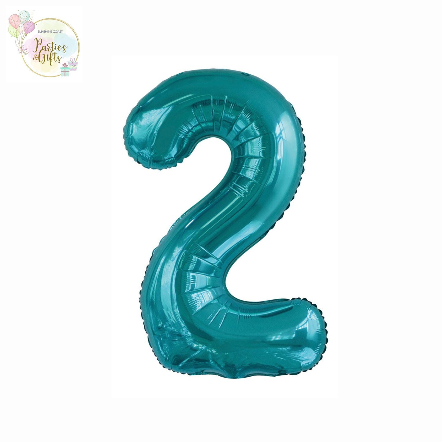 GIANT FOIL BALLOON - CARIBBEAN TEAL NUMBER 2 - 86CM