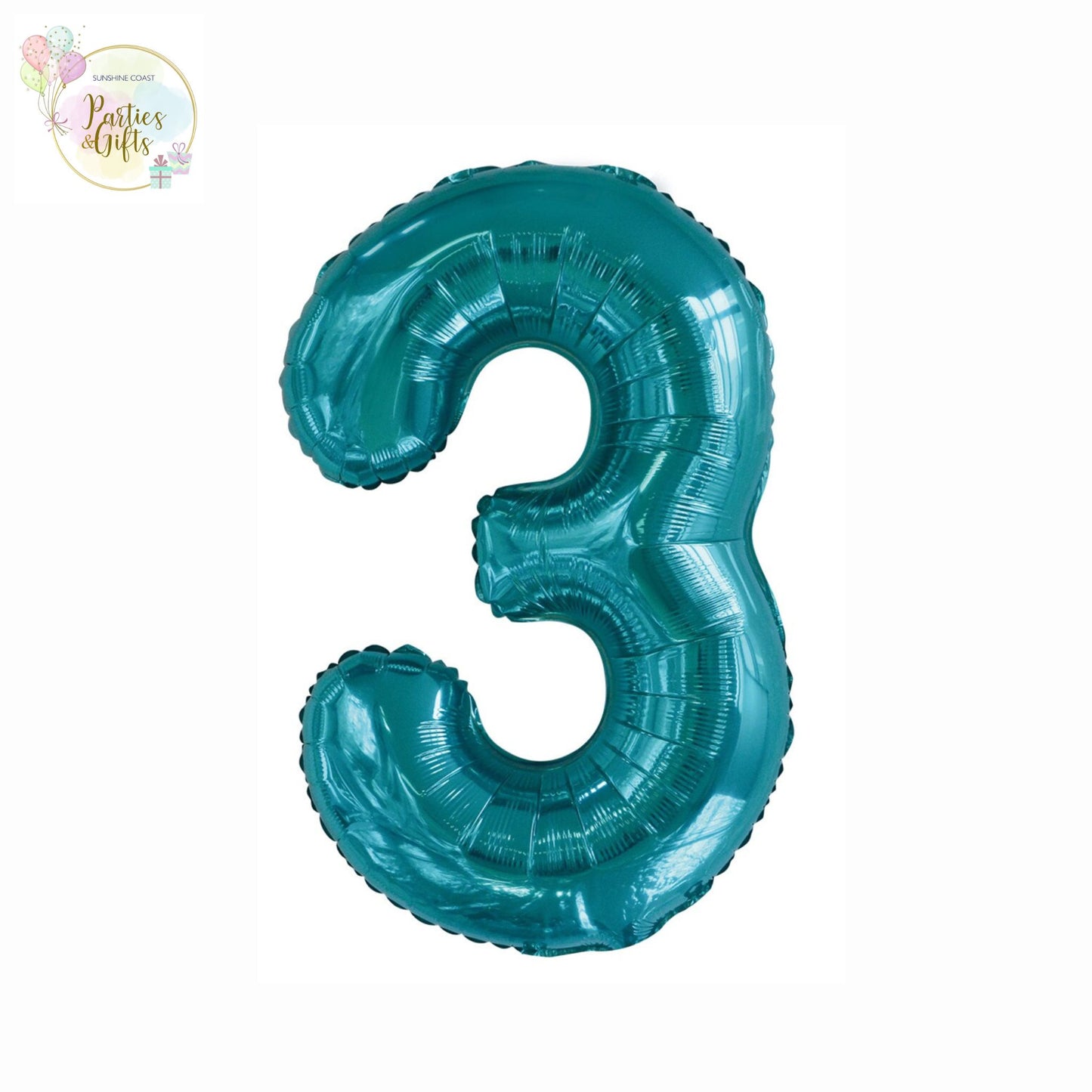 GIANT FOIL BALLOON - CARIBBEAN TEAL NUMBER 3 - 86CM