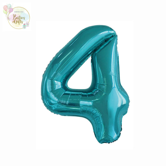 GIANT FOIL BALLOON - CARIBBEAN TEAL NUMBER 4 - 86CM