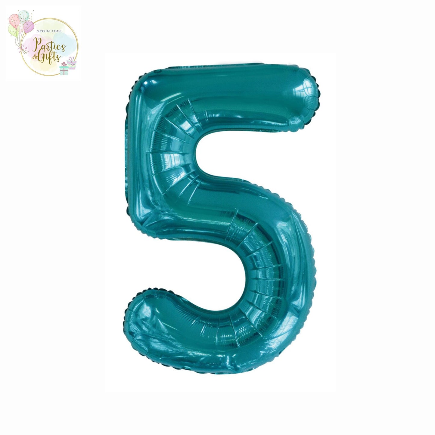 GIANT FOIL BALLOON - CARIBBEAN TEAL NUMBER 5 - 86CM