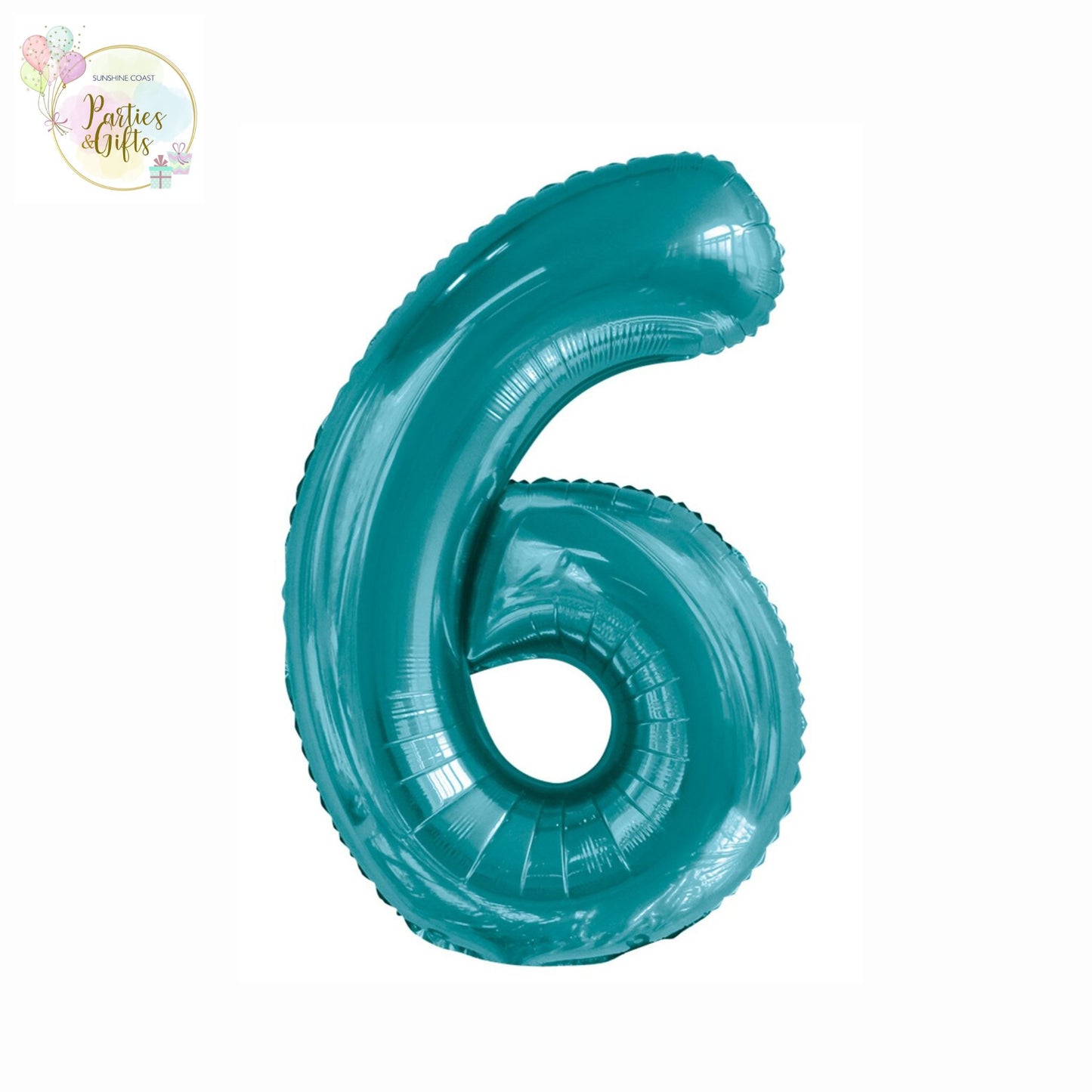 GIANT FOIL BALLOON - CARIBBEAN TEAL NUMBER 6 - 86CM