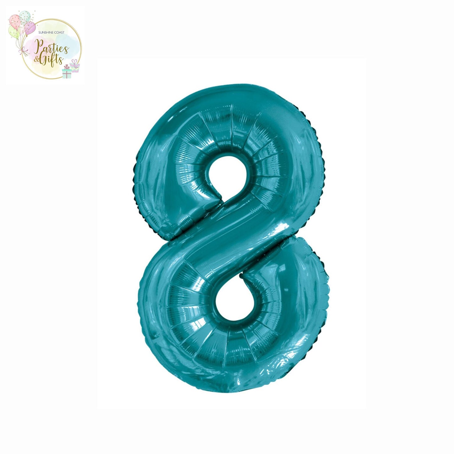 GIANT FOIL BALLOON - CARIBBEAN TEAL NUMBER 8 - 86CM