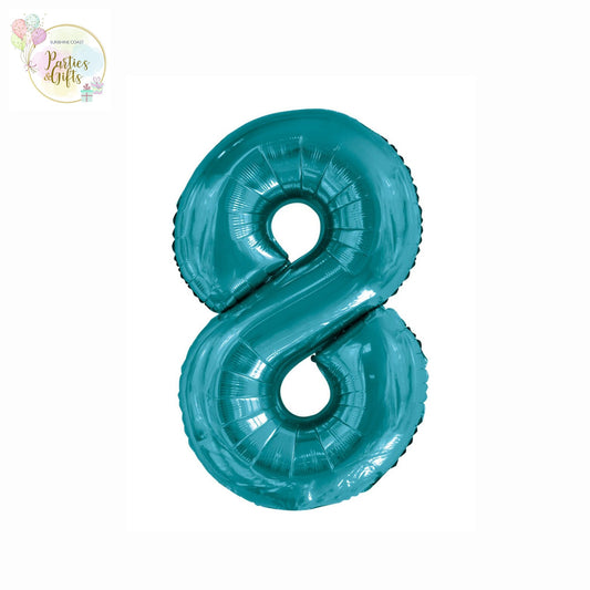 GIANT FOIL BALLOON - CARIBBEAN TEAL NUMBER 8 - 86CM