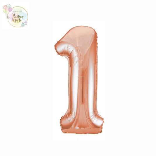 GIANT FOIL BALLOON - ROSE GOLD NUMBER 1 - 86CM