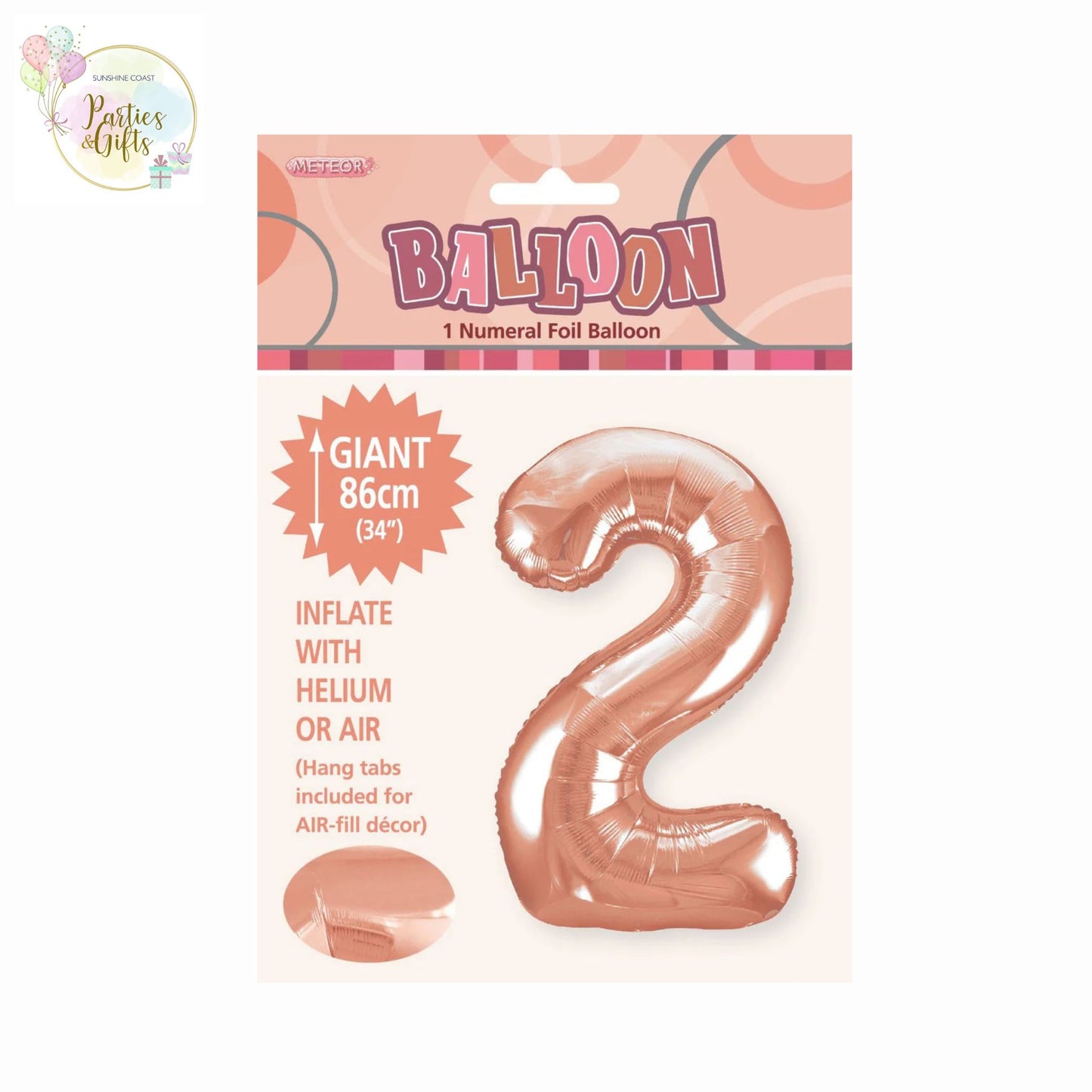 GIANT FOIL BALLOON - ROSE GOLD NUMBER 2 - 86CM