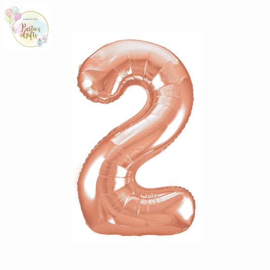 GIANT FOIL BALLOON - ROSE GOLD NUMBER 2 - 86CM