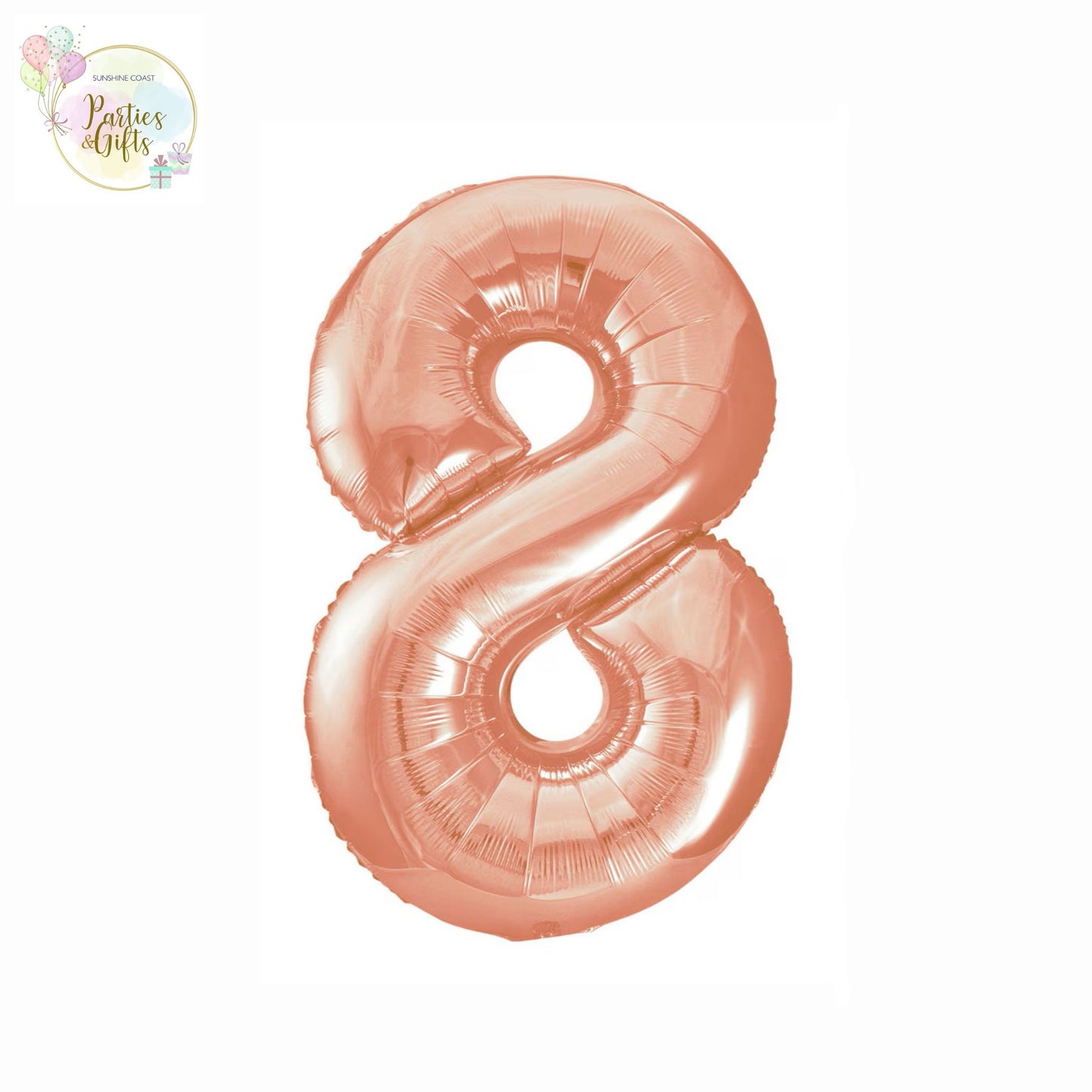 GIANT FOIL BALLOON - ROSE GOLD NUMBER 8 - 86CM