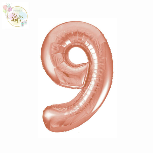 GIANT FOIL BALLOON - ROSE GOLD NUMBER 9 - 86CM
