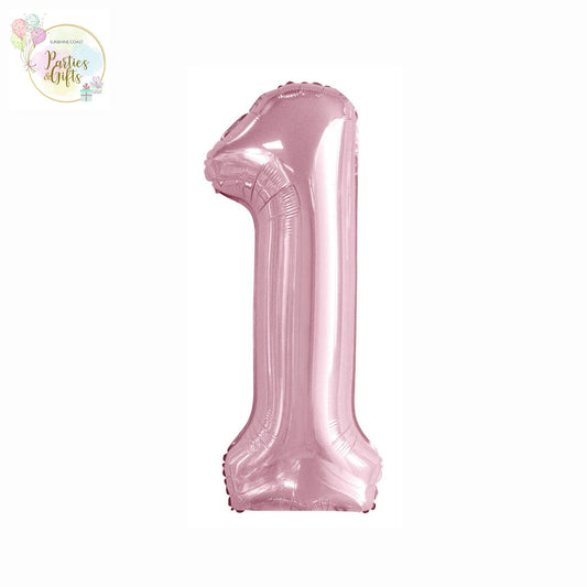 GIANT FOIL BALLOON - LOVELY PINK NUMBER 1 - 86CM